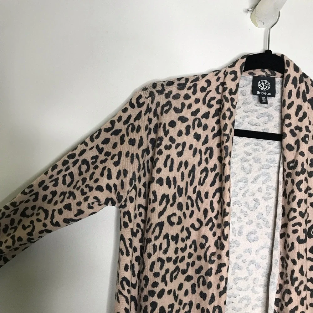 BOBEAU pink and black leopard print open front cardigan size XS - Picture 9 of 10